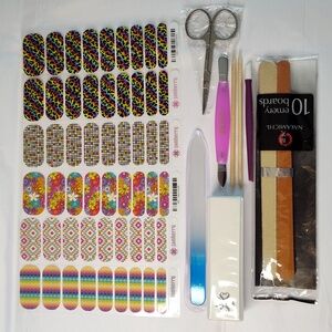 Jamberry Bundle 4 Half Sheets 1 Full Sheet Nail Wraps with Manicure Tool Set